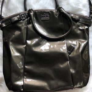Olive green patent leather coach purse